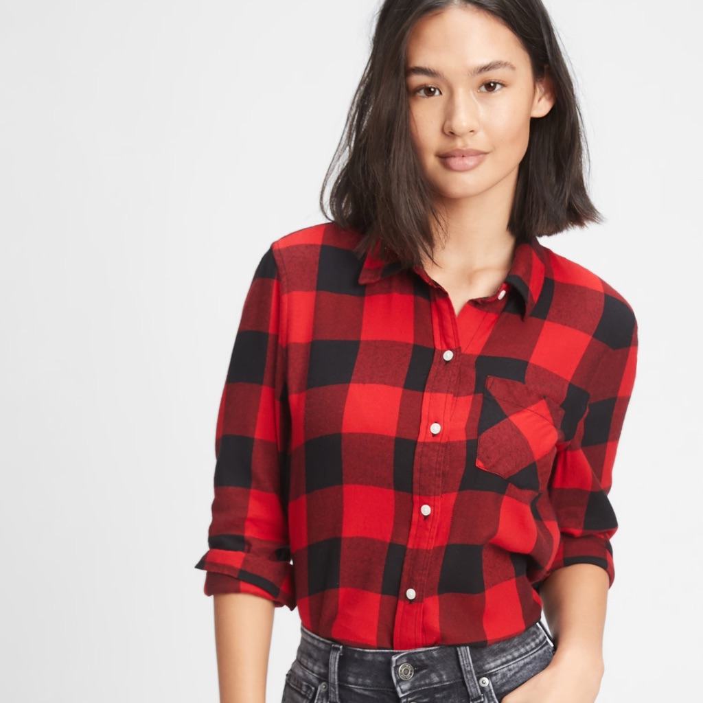 Gap Plain Button Down Flannel